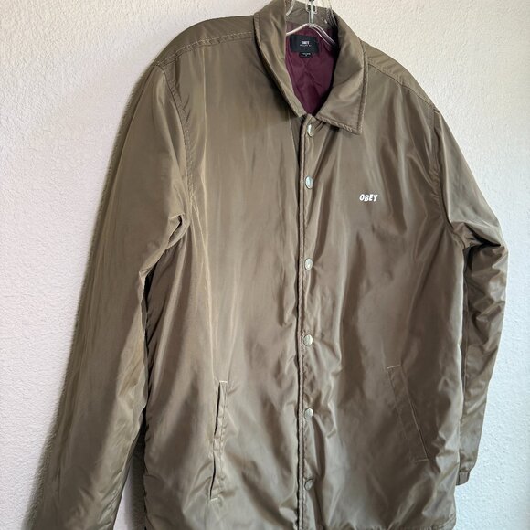 OBEY 🤘🏽Mens Windbreaker Jacket \\ Size Large // Army Green - Picture 4 of 15